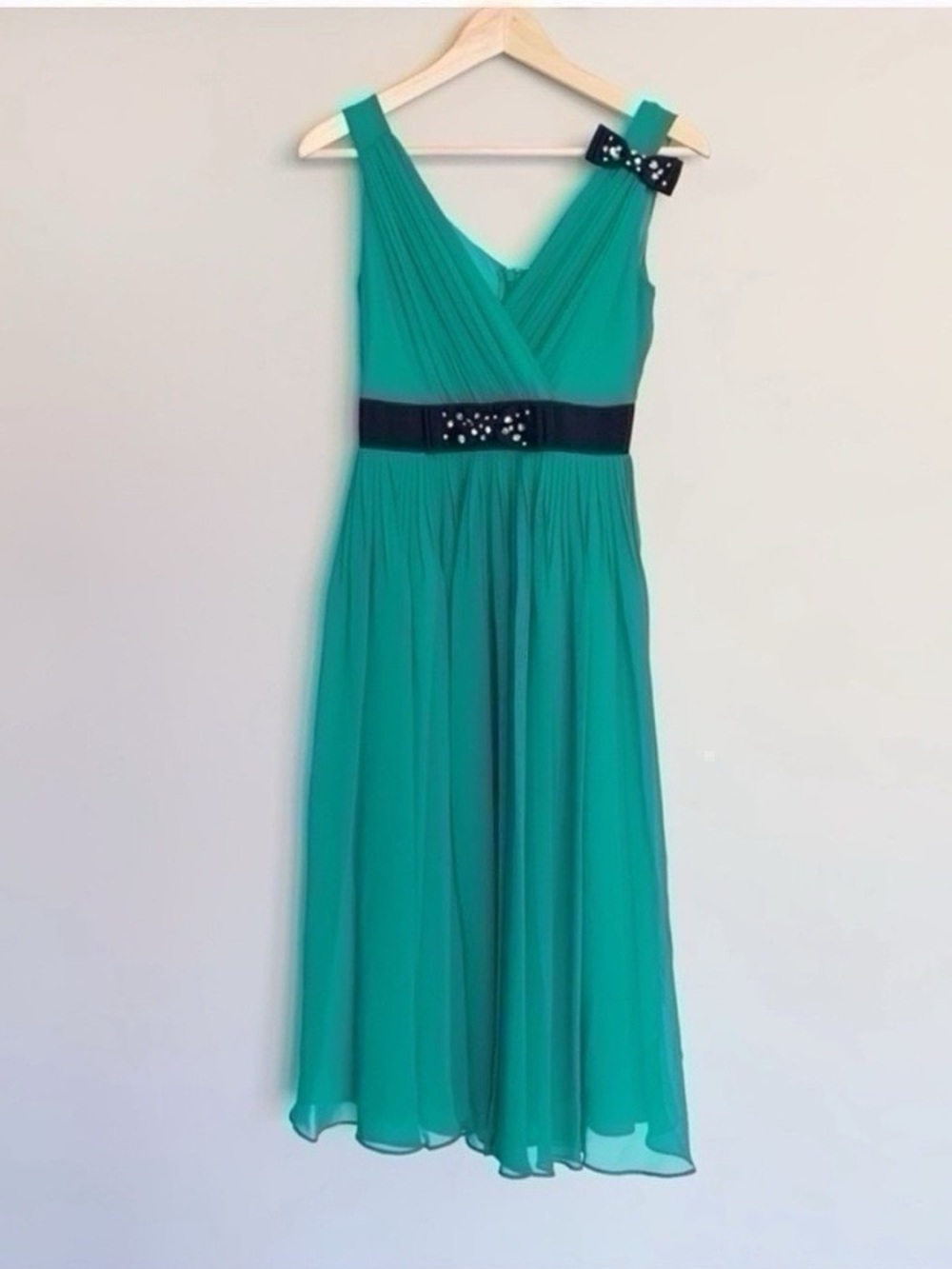 NEW Kate Spade Emerald Ring Green Chiffon Dress - Picture 7 of 14